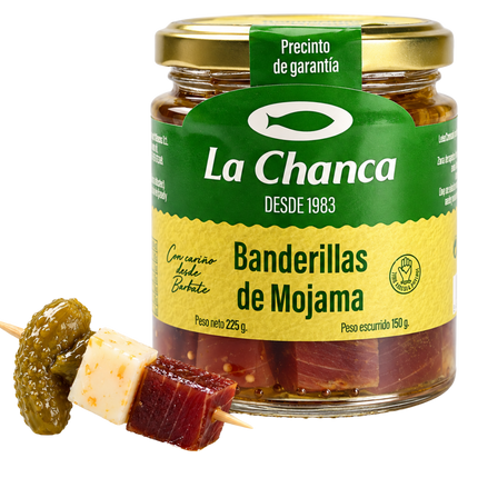 La Chanca banderillas met mojama, kaas en augurk 225 g