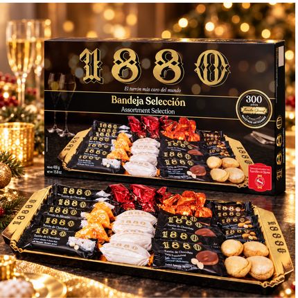 1880 Bandeja Selección 450 g met meer dan 35 Spaanse turrón en kerstzoetigheden