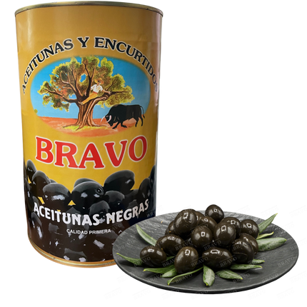 Bravo Zwarte Olijven met Pit Blik 2,5 kg