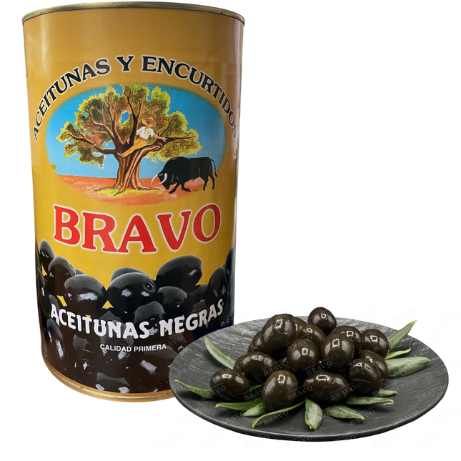 Bravo Zwarte Olijven met Pit Blik 2,5 kg
