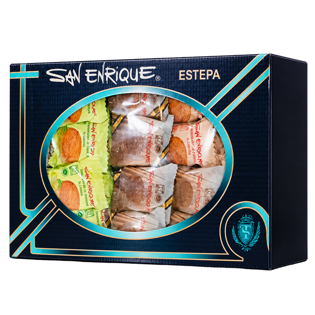 San Enrique Surtido 4 Sabores assortiment Mantecados de Estepa met kaneel, sesam, cacao en kokos