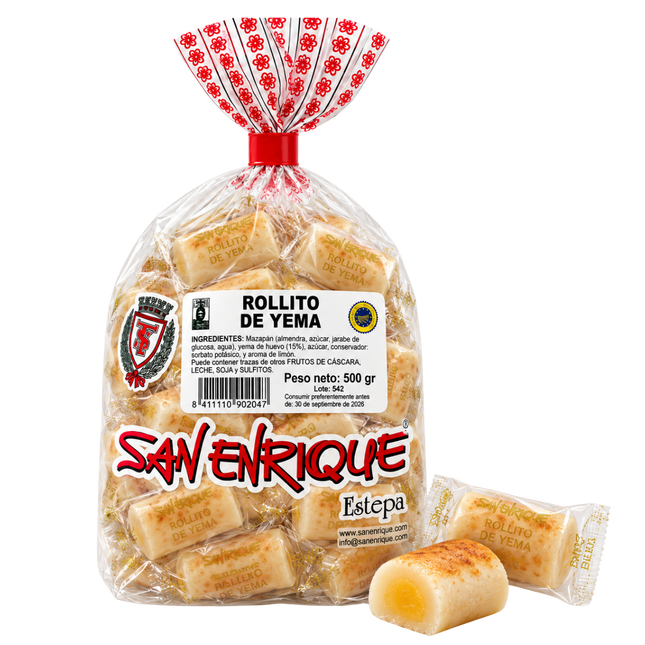 San Enrique Rollito de Yema 500 g Spaanse marsepeinrolletjes met eidooier

