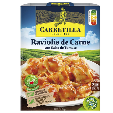 Carretilla Ravioli Carne Tomate